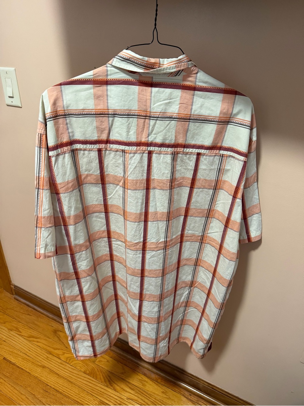 Enyce Peach and White Plaid Short-Sleeve Button-Down Shirt - Picture 2 of 2